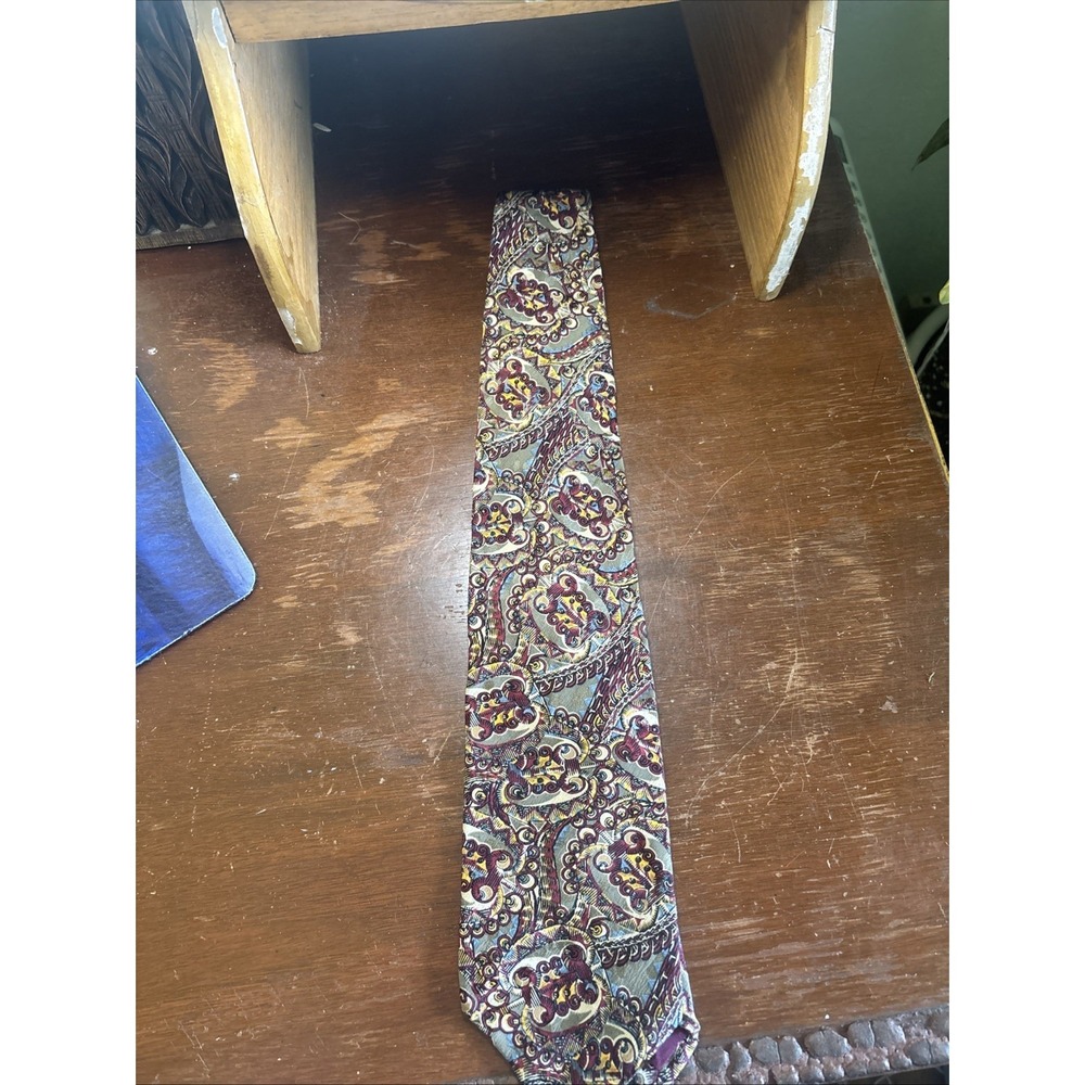 1155 Collection‎ for Hickey Freeman 100% Silk Mens Tie Burgundy Gold